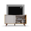 Ver imagem 5 de Rack Bancada para TV até 55" New Austin 135,7cm MDF MDP Pé Palito Porta Correr Pérola Metalizado