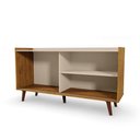 Ver imagem 2 de Rack Bancada para TV até 55" New Austin 135,7cm MDF MDP Pé Palito Porta Correr Pérola Metalizado