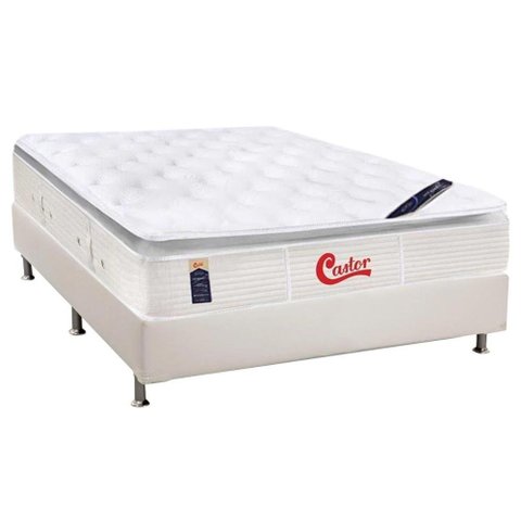 Cama Box Casal: Colchão Molas Ensacadas Castor Pocket Gold Star Vitagel SLX + Base CRC Courano