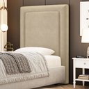 Ver imagem 1 de Cabeceira Cama Box Solteiro Alba 90cm com Frame Veludo Bege - Desk Design