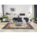 Ver imagem 2 de Tapete Sala 100x140 Cm Classico Oriental Kazak Bege Azul