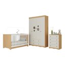 Ver imagem 2 de Quarto de Bebê Completo com Berço Americano 3 em 1 Sonho Multimóveis Mp4619 Madeirado/off White