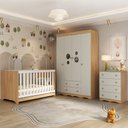Ver imagem 1 de Quarto de Bebê Completo com Berço Americano 3 em 1 Sonho Multimóveis Mp4619 Madeirado/off White
