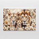 Ver imagem 3 de Quadro Decorativo Florido Família Leão e Leoa com Filhote Sala Quarto Casa Escritório 120x180