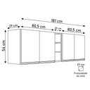 Ver imagem 5 de Armário de Cozinha Aéreo Califórnia Kit 2 e Nicho Adega Riad 180cm Preto-cinza - Lumil