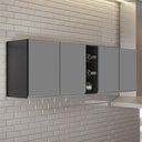 Ver imagem 1 de Armário de Cozinha Aéreo Califórnia Kit 2 e Nicho Adega Riad 180cm Preto-cinza - Lumil