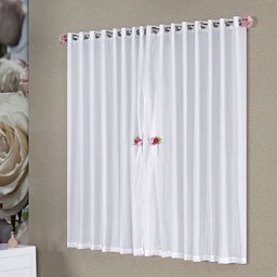 Cortina Clara para Varão Tecido Micro Fibra e Voal com Pingentes 2,00 x 1,70 Metros - Branco - 1 Cortina Clara para Varão Tecido Micro Fibra e Voal com Pingentes 2,00 x 1,70 Metros - Branco - 1