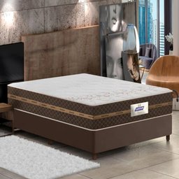 Cama Box Casal Colchão Molas Flora Gazin + Box Sintético 52x138x188 Marrom - 2
