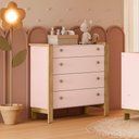 Ver imagem 2 de Cômoda de Bebê Flora 4 Gavetas Rosa Acetinado - Qmovi