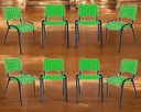 Ver imagem 1 de Kit com 8 Cadeiras Iso para Escola Escritório Comércio Verde Base Preta Ecomhome