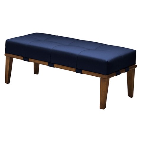 Puff Decorativo 100cm Martínez Veludo Pés Madeira Azul/Mel - Gran Belo