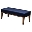 Ver imagem 1 de Puff Decorativo 100cm Martínez Veludo Pés Madeira Azul/Mel - Gran Belo