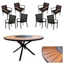Ver imagem 1 de Conjunto de Mesa Jantar 1,80m Zurick Madeira Pétalas 8 Poltronas Amélia Tela Sling e Alumínio