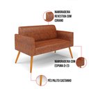 Ver imagem 6 de Sofá Namoradeira com 2 Poltronas Pés Palito Castanho Marisa Corano Nozes D03 - D'Rossi