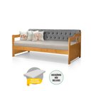 Ver imagem 2 de Sofá Cama Dublin Mona Estofado Capitonê Veludo Cinza Madeira com 1 Colchão - Imbuia
