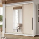 Ver imagem 1 de Guarda-roupa Casal Valência 3 Portas 4 Gavetas com Espelho Branco/creme - Politorno
