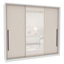 Ver imagem 2 de Guarda-roupa Casal Valência 3 Portas 4 Gavetas com Espelho Branco/creme - Politorno
