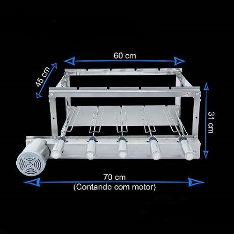 Churrasqueira Giratória / Grill Inox 5 Espetos (Motor do lado E - 2