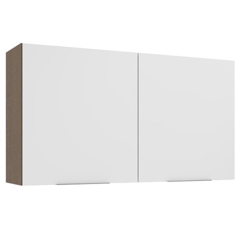 Armário Aéreo Madesa Stella 120 cm 2 Portas Rustic/Branco