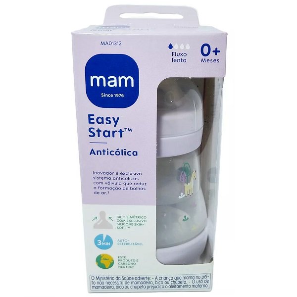 Mamadeira Easy Start Anticolica 0m+ 160ml Lilas Mam Ma01312 - 2