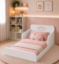 Ver imagem 3 de Cama Infantil Realeza MDF Branco com Cabeceira e Proteção