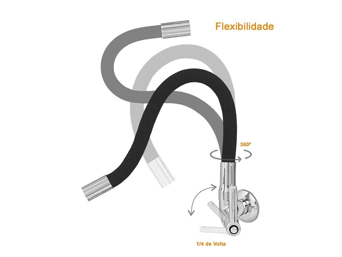 Torneira Gourmet Flexível de Cozinha Parede Preta 1/4 de Volta C34 Casagrande Mundial - 2