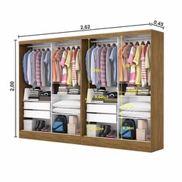 Closet Casal Duplo Belém 4 Portas Plus 4 Gavetas Carioca Móveis - 5