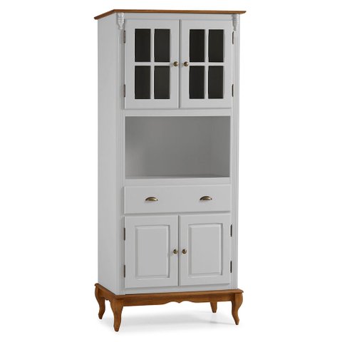 Cristaleira 4 Portas 3 Prateleiras e 1 Gaveta e Nicho Hannover 60810 Linz Móveis - Off White/imbuia