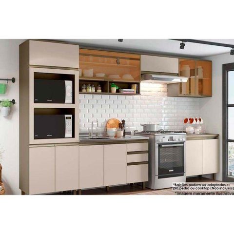 Cozinha Completa Connect 8 Peças (3 Armários + 2 Balcões + 1 Paneleiro + 2 Complementos) C8P04