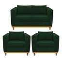 Ver imagem 1 de Kit Sofá 2 Lugares e 2 Poltronas Europa Suede Verde - Am Decor