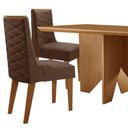 Ver imagem 6 de Mesa Evora 120 Mdf Canto Copo e com 4 Cadeiras Safira Veludo Marrom-naturalle-naturalle