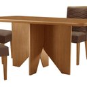Ver imagem 5 de Mesa Evora 120 Mdf Canto Copo e com 4 Cadeiras Safira Veludo Marrom-naturalle-naturalle