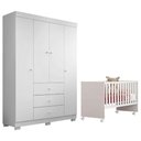 Ver imagem 1 de Berço Nacional Doce Sonho 3540 com Guarda Roupa Duda 4 Portas Branco Brilho