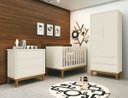 Ver imagem 1 de Jogo de Quarto para Bebê Completo 2 Portas Classic New Areia Fosco com Madeira - Reller