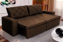 Ver imagem 1 de Sofá Cama Retrátil Reclinável 2,70m Bangkok Suede Velut Marrom Molas no Assento - King House
