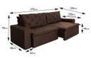 Ver imagem 3 de Sofá Cama Retrátil Reclinável 2,70m Bangkok Suede Velut Marrom Molas no Assento - King House