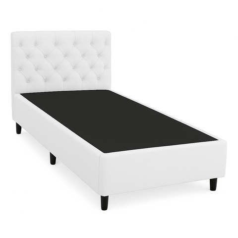 Conjunto Base Box Solteiro com Painel Branco (88x188)