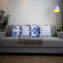 Ver imagem 2 de Kit com 4 Capas para Almofadas Decorativas Flores Azuis