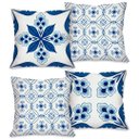 Ver imagem 1 de Kit com 4 Capas para Almofadas Decorativas Flores Azuis