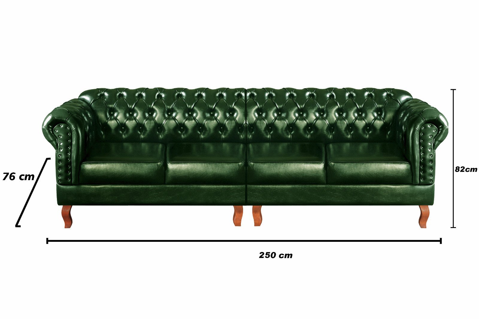 Sofá Dom Pedro Chesterfield Modulado 4 Lugares Decoração Sala Recepção - Couríssimo Verde - 4