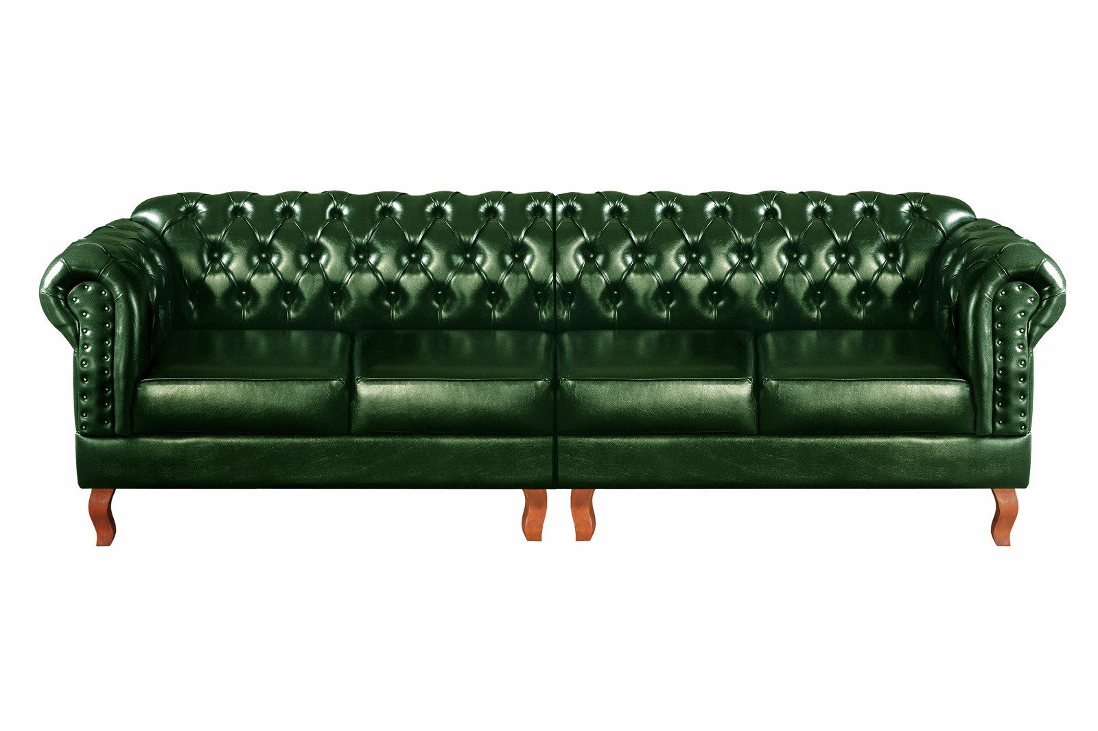 Sofá Dom Pedro Chesterfield Modulado 4 Lugares Decoração Sala Recepção - Couríssimo Verde - 1