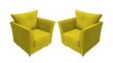Ver imagem 1 de Kit 2 Poltronas Decorativa Isis Couro Amarelo Pés Madeira Mz Decor