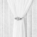 Ver imagem 3 de Cortina Nobreza Luxo para Varão Tecido Seda Amassada e Voal 2,00 X 1,70 Metros - Branco