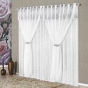 Ver imagem 1 de Cortina Nobreza Luxo para Varão Tecido Seda Amassada e Voal 2,00 X 1,70 Metros - Branco