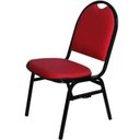 Ver imagem 3 de Cadeira Empilhável Fixa em Couro Ecológico Vermelho com Encaixe para Virar Longarina Essencial Hotel