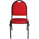 Ver imagem 5 de Cadeira Empilhável Fixa em Couro Ecológico Vermelho com Encaixe para Virar Longarina Essencial Hotel