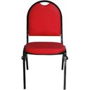 Ver imagem 1 de Cadeira Empilhável Fixa em Couro Ecológico Vermelho com Encaixe para Virar Longarina Essencial Hotel