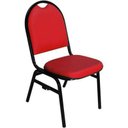 Ver imagem 2 de Cadeira Empilhável Fixa em Couro Ecológico Vermelho com Encaixe para Virar Longarina Essencial Hotel