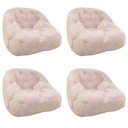 Ver imagem 1 de Kit 04 Poltrona Paloma Pé Plástico Suede Bege Rosado e Suede Rosa Bebê