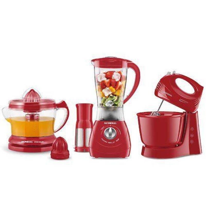 Kit Especial Mondial Gourmet Ii Kt-70 Espremedor + Liquidificador+ Batedeira 127v Vermelho Menor preço em Kit Especial Mondial Gourmet Ii Kt-70 Espremedor + Liquidificador+ Batedeira 127v Vermelho